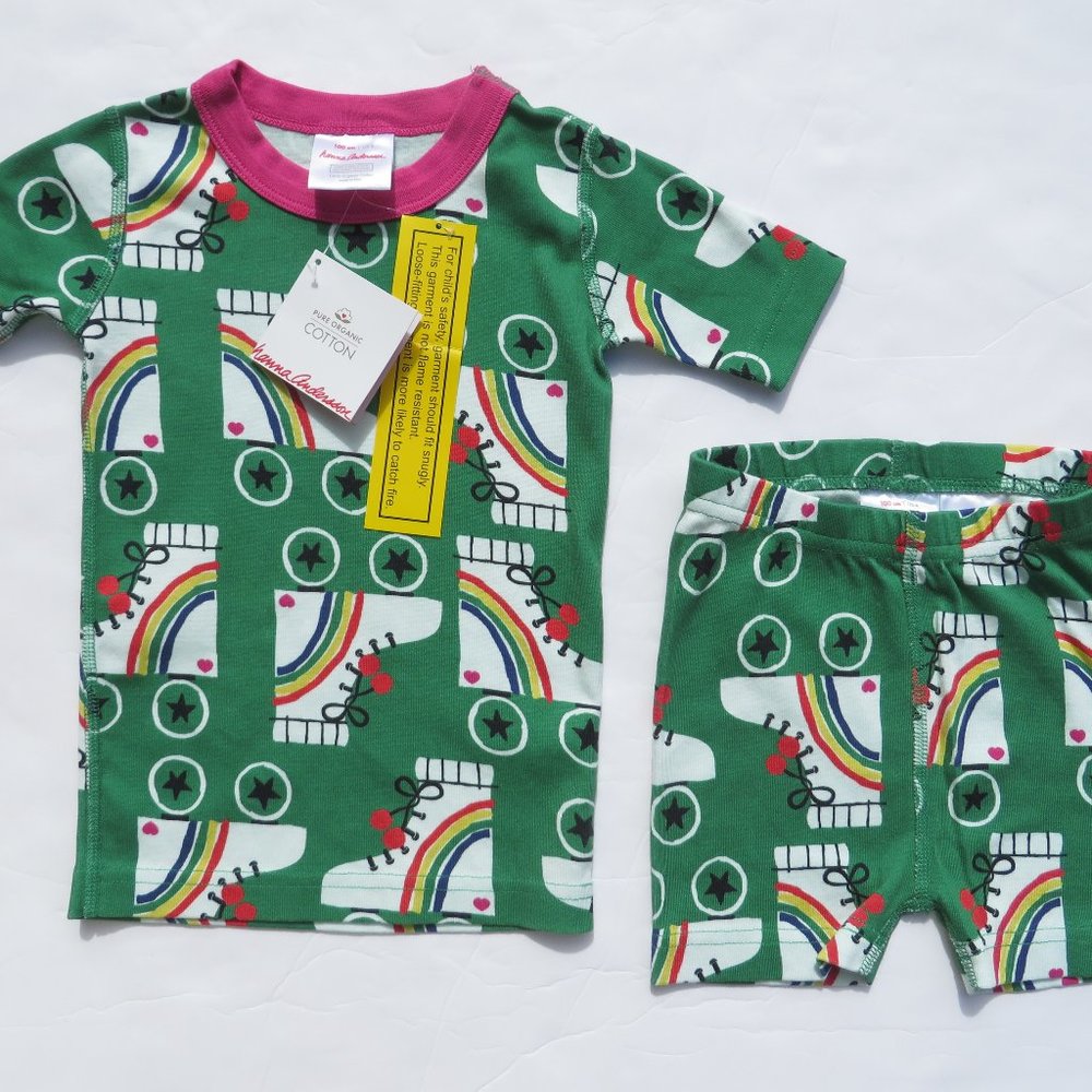 Hanna Andersson 100 Girls Pajamas Short John 4 NEW